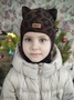Зимова шапка шолом Beezy з принтом леопард 2450/LEO4/24